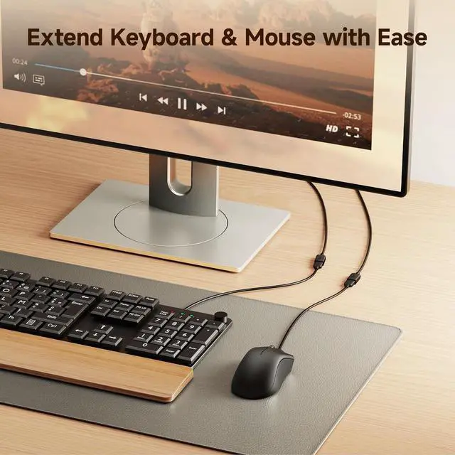 Alt view image 3 of 7 - 3-Pack USB Extension Cable - 6ft Male to Female USB Extender Cable USB2.0 Extension Cord 480Mbps Black