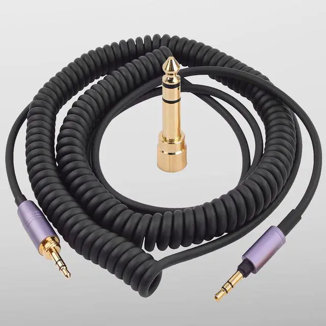 Alt view image 4 of 7 - WH-1000XM4 Coiled Audio Cable Replacement for Sony WH-1000XM5 MDR-950BT WH-XB910N Audio-Technica ATH-M50xBT2 Headphones 3.5mm(1/8) Extension Wire with 6.35mm(1/4) Adapter 14ft