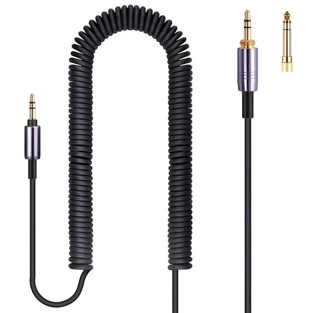 Alt view image 7 of 7 - WH-1000XM4 Coiled Audio Cable Replacement for Sony WH-1000XM5 MDR-950BT WH-XB910N Audio-Technica ATH-M50xBT2 Headphones 3.5mm(1/8) Extension Wire with 6.35mm(1/4) Adapter 14ft