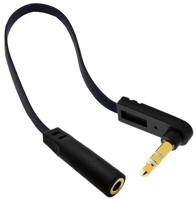 Main image of 6 Inch 3.5mm Audio Extension Cable Straight Famale to 90 Degree Angle Male 1/8 TRS Jack Extender AUX Cord for Headphone Speaker Car Stereo Home Stereo