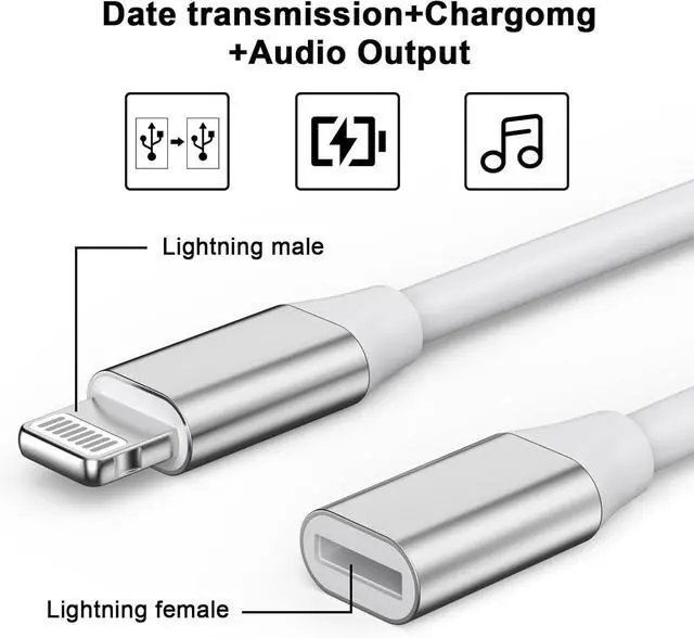 Alt view image 2 of 7 - [ MFi Certified] 9cm Lightning Male to Lightning Female Charger Adapter iPhone Extension Charging Adapter Cable Cord Connector Converter Dongle Compatible with iPhone 14 13 12 11 XS XR X 8 7 6
