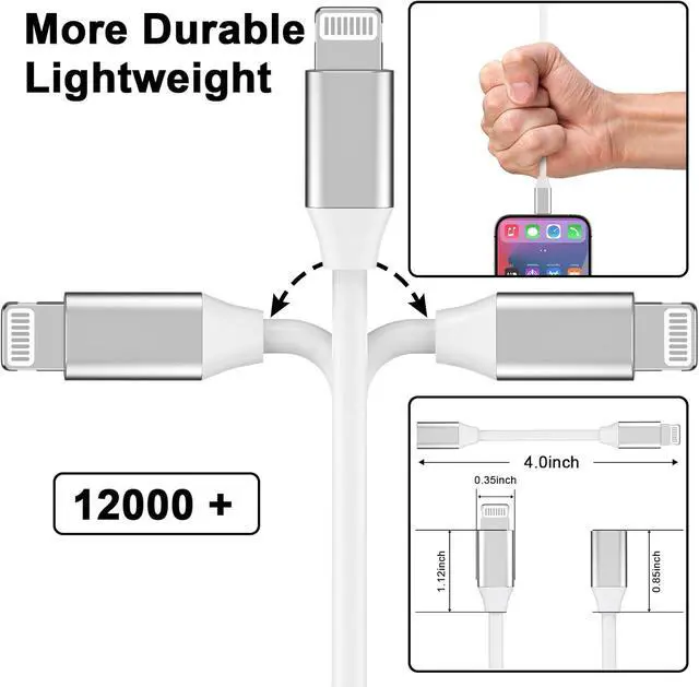 Alt view image 3 of 7 - [ MFi Certified] 9cm Lightning Male to Lightning Female Charger Adapter iPhone Extension Charging Adapter Cable Cord Connector Converter Dongle Compatible with iPhone 14 13 12 11 XS XR X 8 7 6