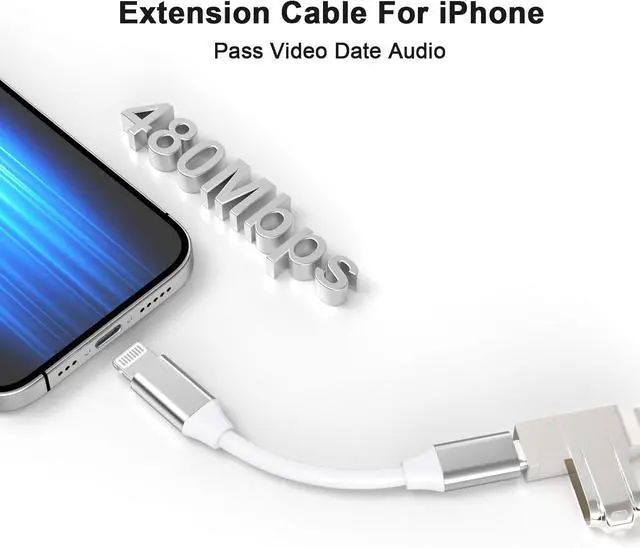 Alt view image 5 of 7 - [ MFi Certified] 9cm Lightning Male to Lightning Female Charger Adapter iPhone Extension Charging Adapter Cable Cord Connector Converter Dongle Compatible with iPhone 14 13 12 11 XS XR X 8 7 6