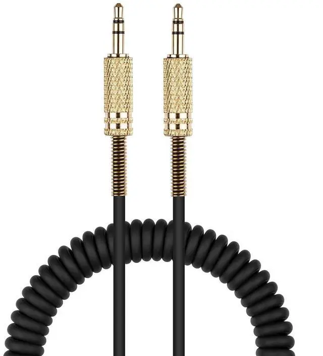 Main image of Aux Cord Coiled Headphone Cable Replacement for car Stereo Alexa Dot Speaker - 3.5mm TRS Male to Male Audio Cable 2ft to 8ft Long