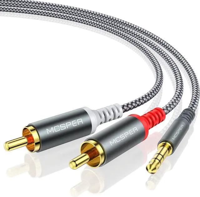 Main image of RCA to 3.5mm AUX Cable (6.6 Feet) 3.5 mm 1/8 to RCA 2-Male Headphone Jack Adapter Splitter Premium Stereo Audio Cord for Connects a Smartphone Tablet HDTV