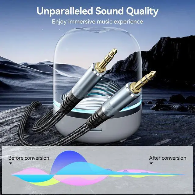 Alt view image 2 of 7 - AUX Cable 15ft Long 3.5mm Audio Aux Cord Male to Male Braided OFC Core Stereo Auxiliary 1/8 Headphone Jack for Car Smartphone TV Switch Laptop (Black)