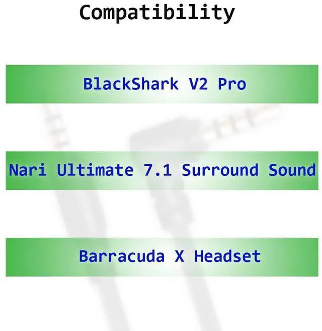 Alt view image 2 of 7 - Replacement Audio Aux Cable for  BlackShark V2 Pro Wireless Gaming headsets (Black)