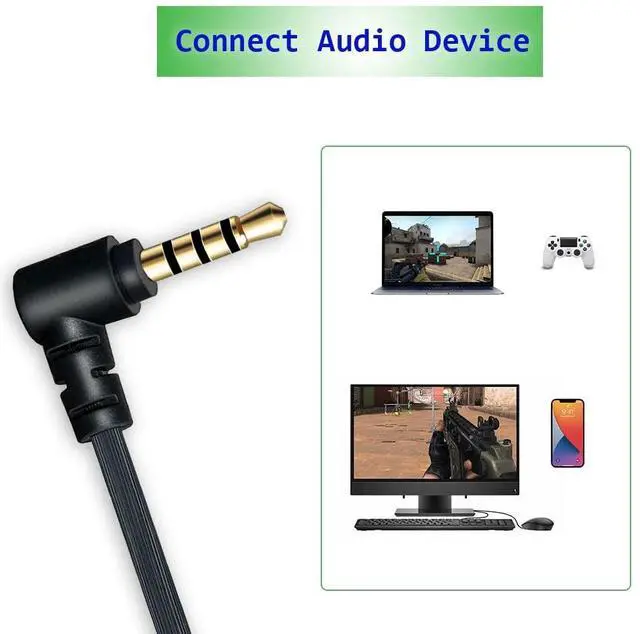 Alt view image 3 of 7 - Replacement Audio Aux Cable for  BlackShark V2 Pro Wireless Gaming headsets (Black)