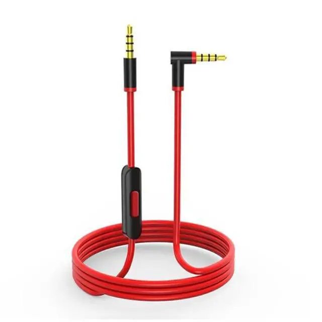 Alt view image 2 of 6 - 3.5mm Replacement Audio Cable for Beats Headphones - Compatible with Solo Pro/Studio/Executive/Mixr Detox & Pill - in-Line Mic & Volume Control (Black/Red)