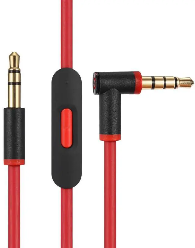 Main image of 3.5mm Replacement Audio Cable for Beats Headphones - Compatible with Solo Pro/Studio/Executive/Mixr Detox & Pill - in-Line Mic & Volume Control (Black/Red)