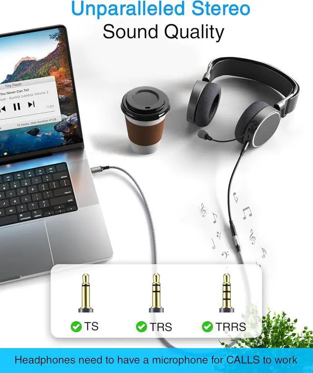 Alt view image 2 of 7 - 3FT Female AUX to USB C Adapter - USB C to 3.5mm Audio Adapter Cable - Compatible with Phone Tablet Laptop
