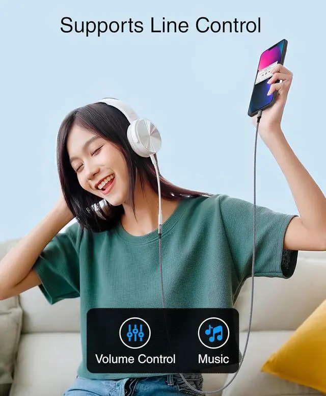 Alt view image 3 of 7 - 3FT Female AUX to USB C Adapter - USB C to 3.5mm Audio Adapter Cable - Compatible with Phone Tablet Laptop