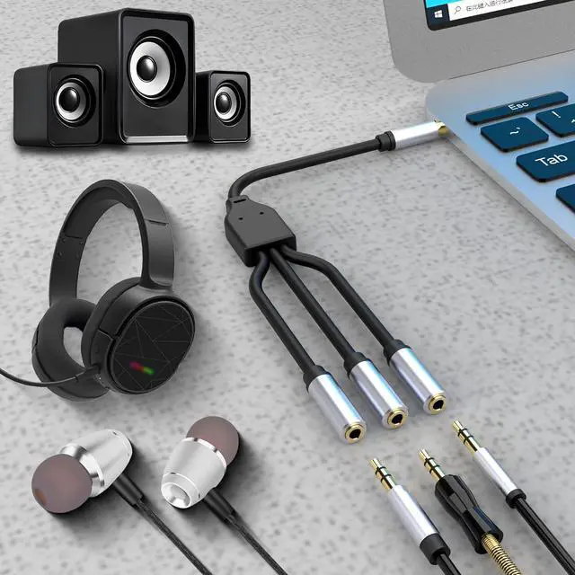 Alt view image 2 of 6 - 3.5mm Stereo Audio Splitter Cable Gold Plated 3.5mm (1/8) TRS 1 Male to 3 Female 3-Way Stereo Aux Splitter 1 Input 3 Output Stereo Audio Distributor Cable (3-Pole)