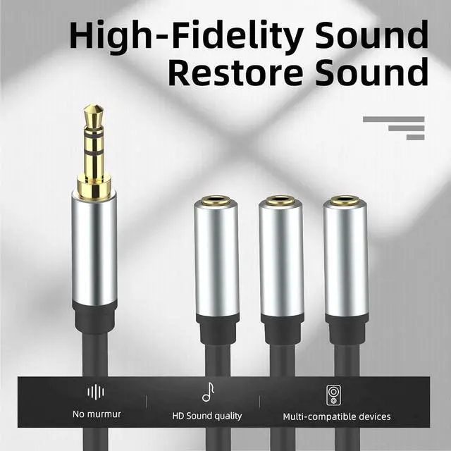Alt view image 4 of 6 - 3.5mm Stereo Audio Splitter Cable Gold Plated 3.5mm (1/8) TRS 1 Male to 3 Female 3-Way Stereo Aux Splitter 1 Input 3 Output Stereo Audio Distributor Cable (3-Pole)