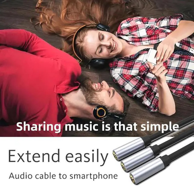 Alt view image 6 of 6 - 3.5mm Stereo Audio Splitter Cable Gold Plated 3.5mm (1/8) TRS 1 Male to 3 Female 3-Way Stereo Aux Splitter 1 Input 3 Output Stereo Audio Distributor Cable (3-Pole)