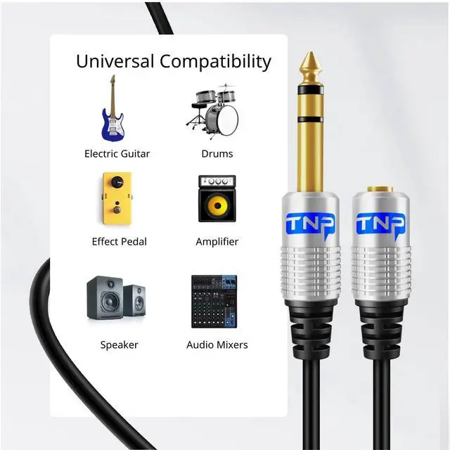 Alt view image 5 of 6 - TNP Premium 6.35mm to 3.5mm Headphone Adapter Cable (3FT) - 1/4 Male to 1/8 Female Audio Cable with Gold Plated Connector - TRS Stereo Jack Cord Extension for Guitar Amplifier Speaker Piano