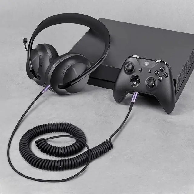 Alt view image 3 of 7 - Coiled Audio Cable Compatible with  QuietComfort Ultra QC45 / QC35 / QC25 / NC700 Headphones 2.5mm to 3.5mm(1/8) Extension Aux Cord 4ft to 14ft