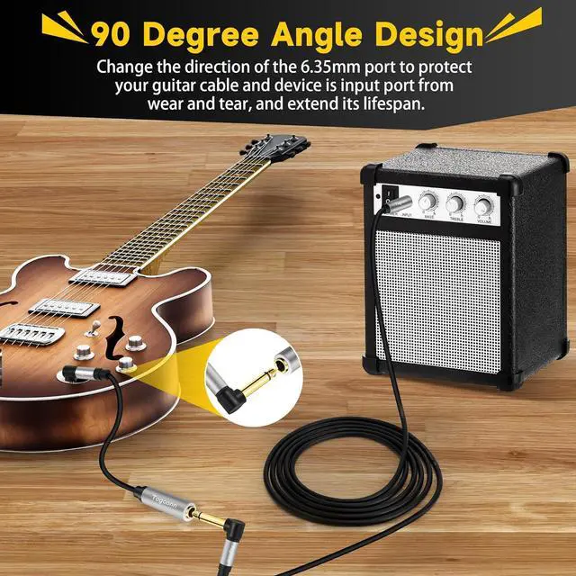 Alt view image 3 of 5 - 2 Feet Right Angle 1/4 inch TS Extension Cable 2-Pack 6.35mm 1/4 TS Male to Female Mono Adapter JackQuarter inch Headphone Guitar Extension Cable Hi-Fi Sound Gold Plated Connectors