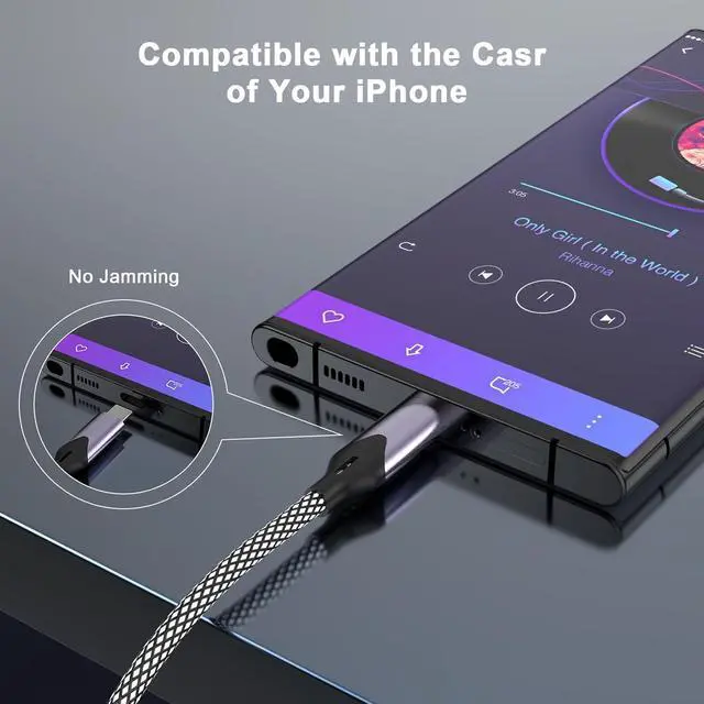 Alt view image 6 of 7 - 2 Pack Aux Cord for iPhone 15 3.3ft [MFi Certified] USB C to 3.5 mm Nylon Braided AUX Audio Cable for iPhone 15/15 Plus/15 Pro/15 Pro Max iPad Pro/Air/Mini to Home Car Stereo Headphone Speaker