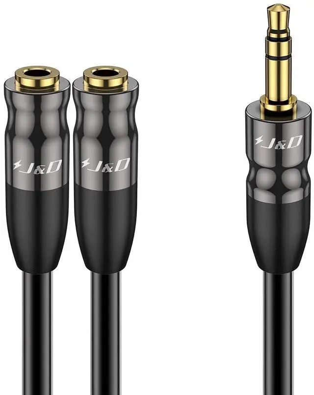 Main image of Headphone Splitter 3.5 mm Audio Stereo Y Splitter Cable 1/8 inch TRS Male to Dual 1/8 inch TRS Female Headphone Jack Adapter Aux Extension Cable for Phone/PS4/Switch/Tablet 2 feet