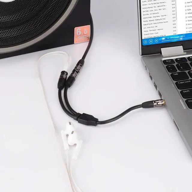 Alt view image 5 of 7 - Headphone Splitter 3.5 mm Audio Stereo Y Splitter Cable 1/8 inch TRS Male to Dual 1/8 inch TRS Female Headphone Jack Adapter Aux Extension Cable for Phone/PS4/Switch/Tablet 2 feet