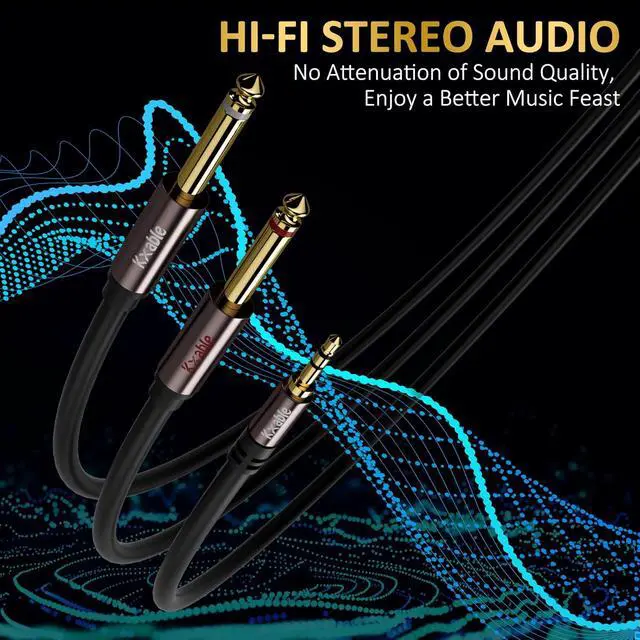 Alt view image 3 of 7 - 1/8 to Dual 1/4 Stereo Cable 25 Feet 3.5mm TRS to 2 x 6.35mm TS Mono Y Splitter Audio Cord Adapter Oxygen-Free Copper OD:5.0MM for PC Mixer Speaker Home Stereo System with 5 Cable Ties