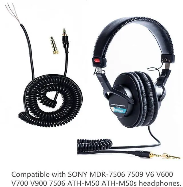 Alt view image 3 of 7 - ATH-M50 Replacement Extension Cord Spring Relief Coiled Audio Cable Compatible with Sony MDR-7506 MDR-V6 MDR-V600 MDR-V700 MDR-V900 and Audio Technica ATH-M50 ATH-M50s Headphones (Black)