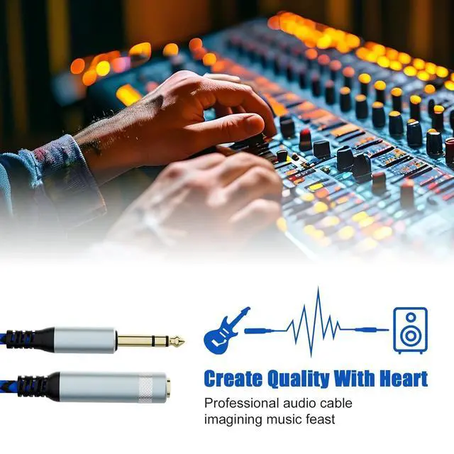 Alt view image 6 of 7 - 1/4 inch TRS Extension Cable 3ft 1/4 Male to Female Stereo Headphone Guitar Cable