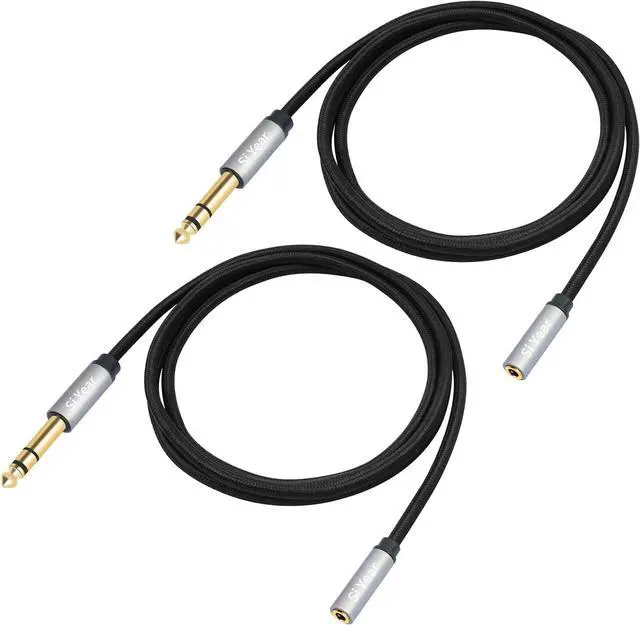 Main image of 1/4 to 3.5mm Headphone Extension Cable 5FT- 6.35mm Quarter inch Male to 1/8 inch Female Stereo Jack Audio Adapter for Amplifiers Speaker Guitar Amp Home Theater Mixing Console (1.5m-2PACK)
