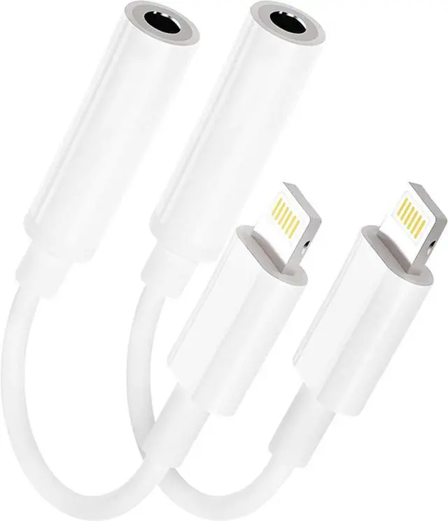 Main image of 2Pack Lightning to 3.5mm iPhone Headphone Adapter Aux Audio Dongle with Aux Cord Headphone Jack Adapter Compatible with iPhone 14 13 12 11 X XS 8 7  MFi Certified