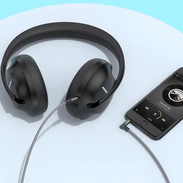 Alt view image 6 of 6 - 3.5mm to 2.5mm Aux Audio Cable (6.6FT) 90 Degree Right Cord Compatible with  700 QuietComfort QC45 QC35II QC35 QC25 Noise Cancelling Headphones JBL E45BT E55BT E65BTNC Bluetooth Earphone(Grey)