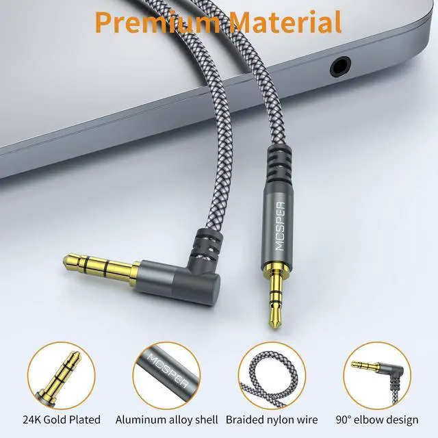 Alt view image 4 of 6 - 3.5mm to 2.5mm Aux Audio Cable (6.6FT) 90 Degree Right Cord Compatible with  700 QuietComfort QC45 QC35II QC35 QC25 Noise Cancelling Headphones JBL E45BT E55BT E65BTNC Bluetooth Earphone(Grey)