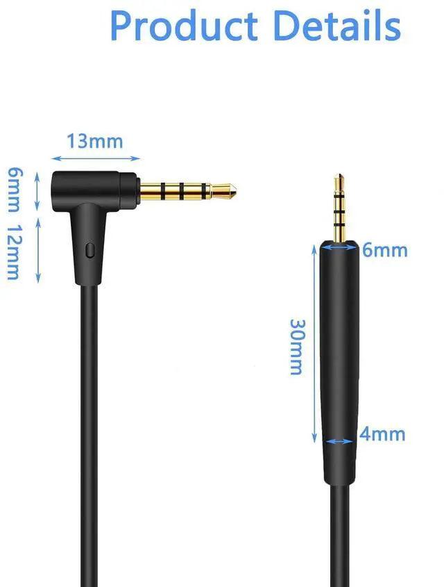 Alt view image 6 of 7 - Headphones Replacement Audio Cable Cord for  700 QuietComfort Ultra QC45 QC35 35II QC25 OE2 & OE2i JBL E45/55BT E65BTNC 2.5mm to 3.5mm On-Ear Headphones Wire Inline Mic/Remote Control