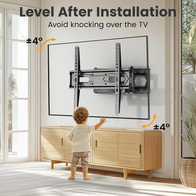 Alt view image 4 of 7 - 50 55 65 inch Full Motion TV Wall Mount for 32-70 inch TV Bracket Dual articulating Arms Mount Tilt Swivel Extension Level Max VESA 400x400mm 16 Studs 110 lbs Fit Most 40 43 50+ TVs