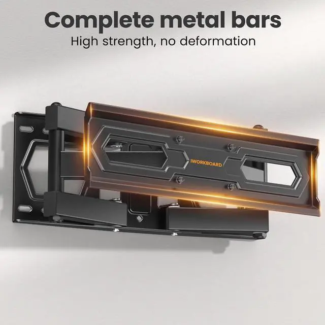 Alt view image 7 of 7 - 50 55 65 inch Full Motion TV Wall Mount for 32-70 inch TV Bracket Dual articulating Arms Mount Tilt Swivel Extension Level Max VESA 400x400mm 16 Studs 110 lbs Fit Most 40 43 50+ TVs