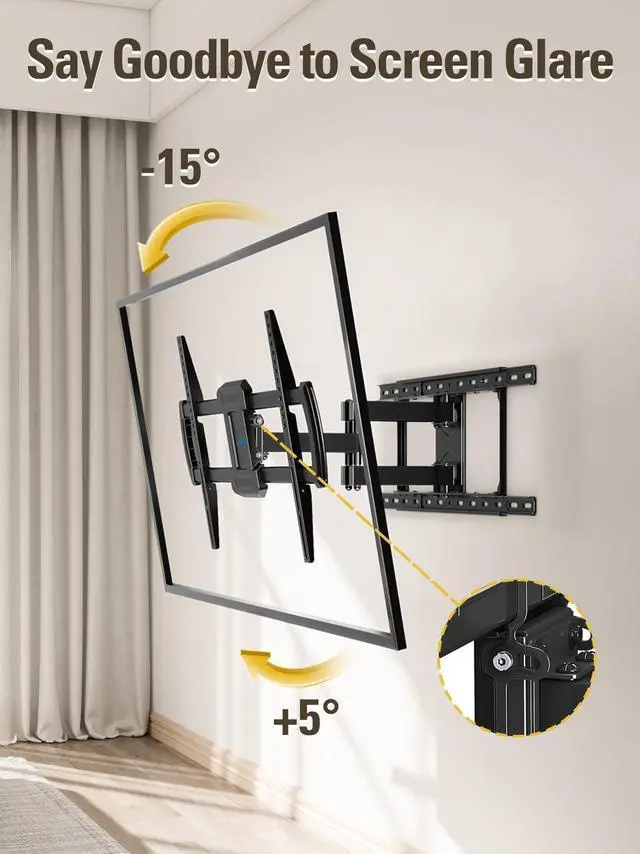 Alt view image 6 of 7 - TV Wall Mounts Bracket for Most 42-84 Inch TVs UL Listed Premium TV Mount Full Motion with Articulating Arms Max VESA 600x400mm and 100LBS Fits 16 18 24 Studs MD2296-24K