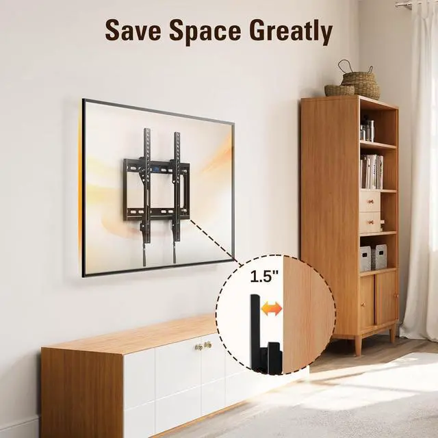 Alt view image 3 of 7 - Tilting TV Mounts for Most 26-60 Inch LED LCD TVs up to VESA 400 x 400mm and 88 LBS Loading Capacity TV Wall Mount with Unique Strap Design for Easily Lock and Release MD2268-MK