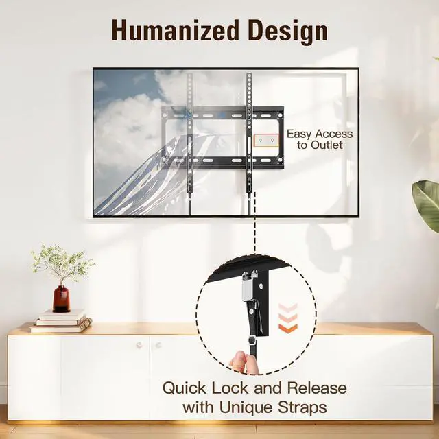 Alt view image 7 of 7 - Tilting TV Mounts for Most 26-60 Inch LED LCD TVs up to VESA 400 x 400mm and 88 LBS Loading Capacity TV Wall Mount with Unique Strap Design for Easily Lock and Release MD2268-MK