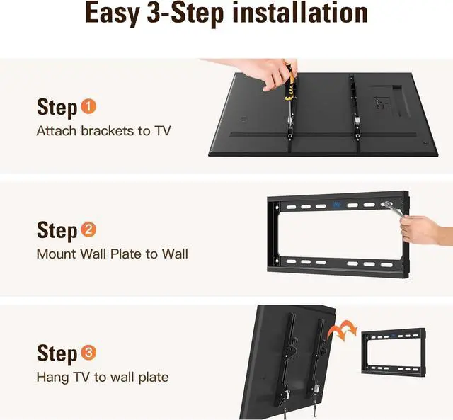 Alt view image 5 of 7 - Tilting TV Mounts for Most 26-60 Inch LED LCD TVs up to VESA 400 x 400mm and 88 LBS Loading Capacity TV Wall Mount with Unique Strap Design for Easily Lock and Release MD2268-MK