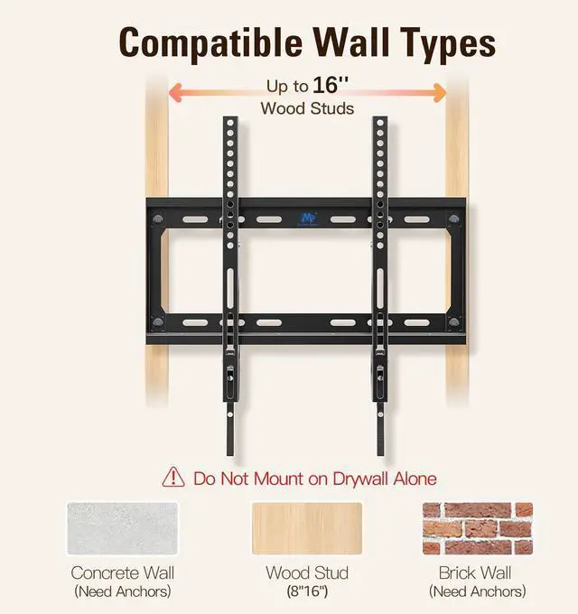 Alt view image 4 of 7 - Tilting TV Mounts for Most 26-60 Inch LED LCD TVs up to VESA 400 x 400mm and 88 LBS Loading Capacity TV Wall Mount with Unique Strap Design for Easily Lock and Release MD2268-MK
