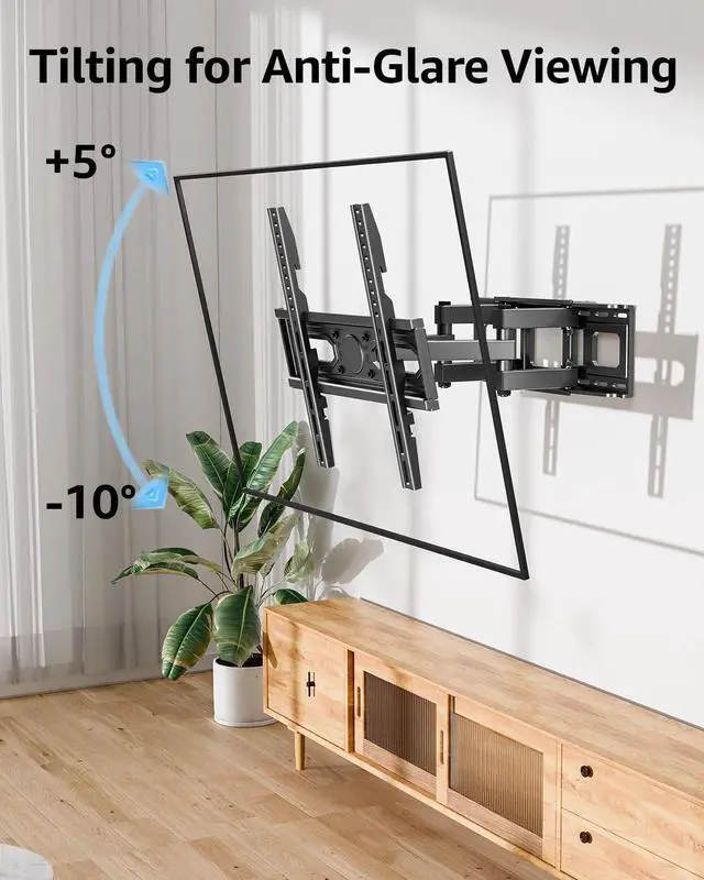 Alt view image 2 of 7 - EconoMe TV Wall Mount for Most 32-65 inch Flat Screen/LED/4K TVs, TV Mount with Swivel and Tilt Articulating Dual Arms, Full Motion Wall Mount up to 16 Stud, Max VESA 400X400mm, up to 99lbs