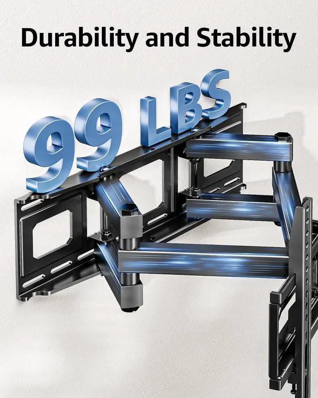 Alt view image 4 of 7 - EconoMe TV Wall Mount for Most 32-65 inch Flat Screen/LED/4K TVs, TV Mount with Swivel and Tilt Articulating Dual Arms, Full Motion Wall Mount up to 16 Stud, Max VESA 400X400mm, up to 99lbs