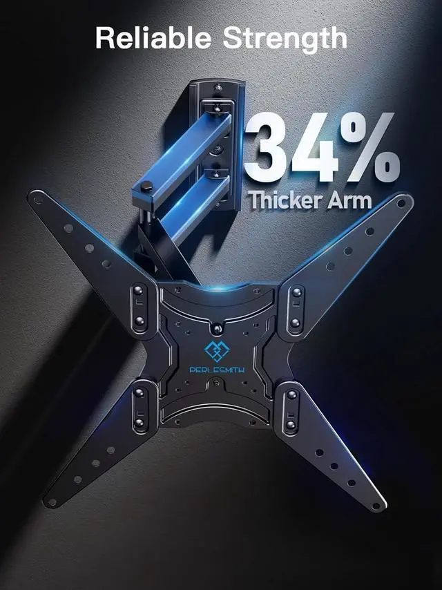 Alt view image 3 of 7 - PERLESMITH Full Motion TV Wall Mount for 26-60 Inch TVs, TV Mount with Articulating Arms Swivels Tilt Extension - Wall Mount TV Brackets VESA 400x400 Fits LED LCD OLED 4K TVs Up to 77 lbs