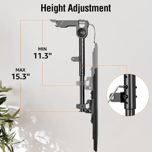 Alt view image 3 of 7 - Flip Down Ceiling TV Mount for Most 14-40 Inch TVs Floding TV Mount for Flat and Pitched Roof Height Adjustable Full Motion tv Bracket 360° Swivel Max VESA 200x200mm up to 22 Lbs YD3030
