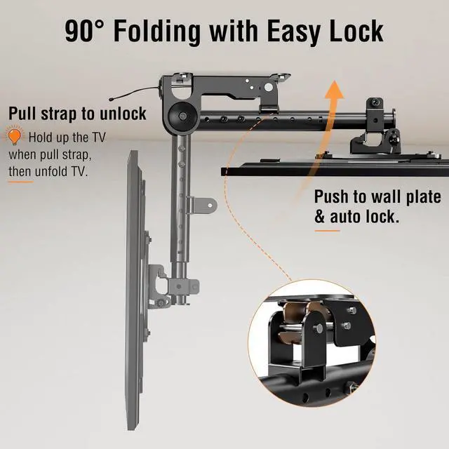 Alt view image 4 of 7 - Flip Down Ceiling TV Mount for Most 14-40 Inch TVs Floding TV Mount for Flat and Pitched Roof Height Adjustable Full Motion tv Bracket 360° Swivel Max VESA 200x200mm up to 22 Lbs YD3030
