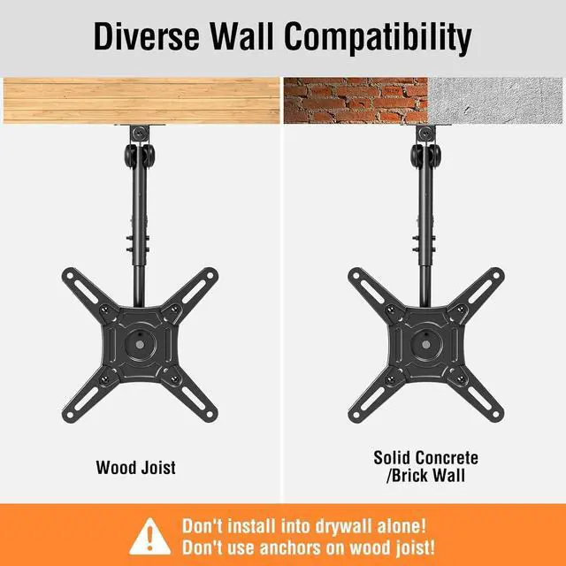 Alt view image 7 of 7 - Flip Down Ceiling TV Mount for Most 14-40 Inch TVs Floding TV Mount for Flat and Pitched Roof Height Adjustable Full Motion tv Bracket 360° Swivel Max VESA 200x200mm up to 22 Lbs YD3030