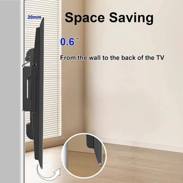 Alt view image 6 of 7 - Fixed TV Wall Mount for 14-42 Flat Screen TVs Small Wall Mount TV Bracket fit 19 24 28 32 35 39 40 inch VESA Up to 200x200mm 55lbs Max Load Easy Install Low Profile Monitor Mount Bracket