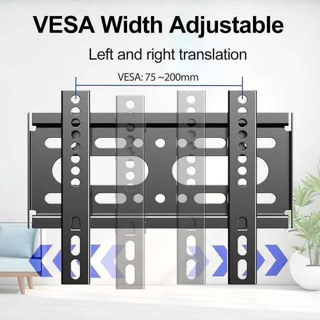 Alt view image 5 of 7 - Fixed TV Wall Mount for 14-42 Flat Screen TVs Small Wall Mount TV Bracket fit 19 24 28 32 35 39 40 inch VESA Up to 200x200mm 55lbs Max Load Easy Install Low Profile Monitor Mount Bracket