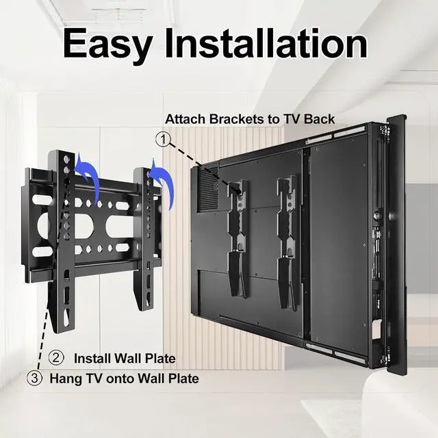 Alt view image 7 of 7 - Fixed TV Wall Mount for 14-42 Flat Screen TVs Small Wall Mount TV Bracket fit 19 24 28 32 35 39 40 inch VESA Up to 200x200mm 55lbs Max Load Easy Install Low Profile Monitor Mount Bracket