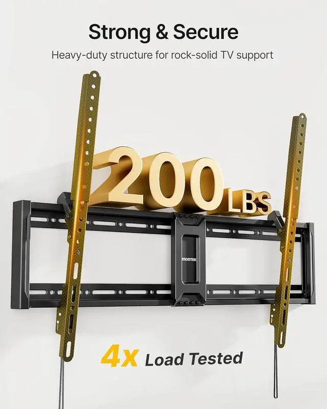 Alt view image 3 of 7 - Heavy Duty Tilt TV Wall Mount for 43100 Large Flat & Curved TVs Holds 200 lbs Ultra Slim Low Profile Bracket with 8° Tilt Fits 16/18/24 Wood Studs Max VESA 800x600 4× Load Tested